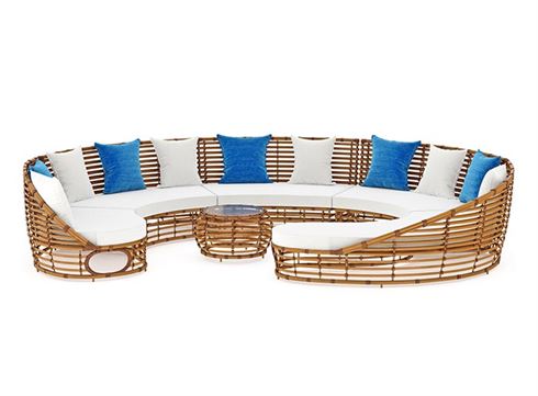 Custom Poly Wicker Round Sectional