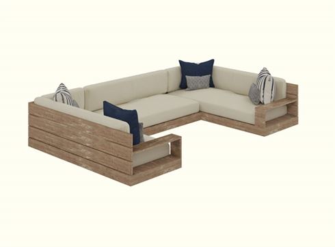 Wood Plastic Composite Sectional U Sofa