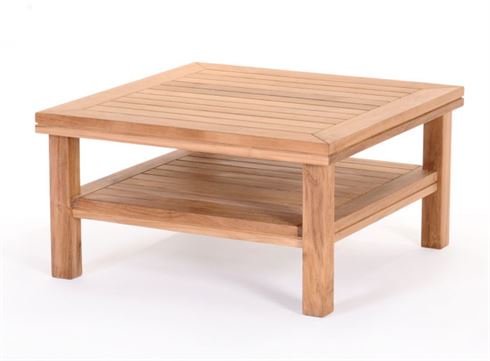 Square Teak Side Table With Lower Tray
